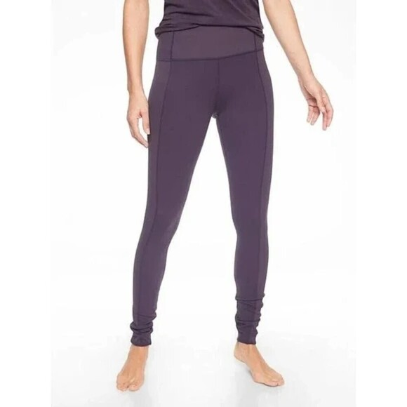 ATHLETA Purple Barre Rib Tight Powervita Regal Plum Workout Legging Small Petite - Picture 1 of 8